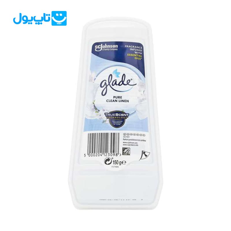 ژل خوشبوکننده هوا گلید Glade رایحه پارچه‌های تمیز Pure Clean Linen وزن 150 گرم