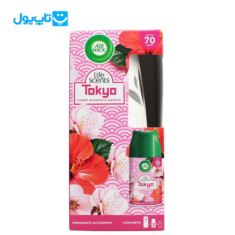 دستگاه خودکار خوشبوکننده هوا ایرویک Air Wick رایحه شکوفه گیلاس و گل ختمی