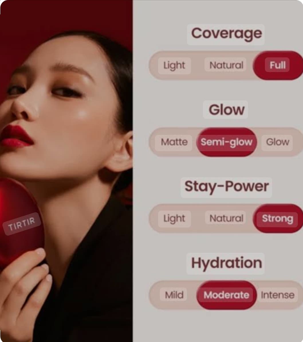 کوشن قرمز تیر تیر رنگ بندی کامل | TIRTIR Mask Fit Red Cushion Foundation – 21N Ivory(اورجینال) — تصویر ۵
