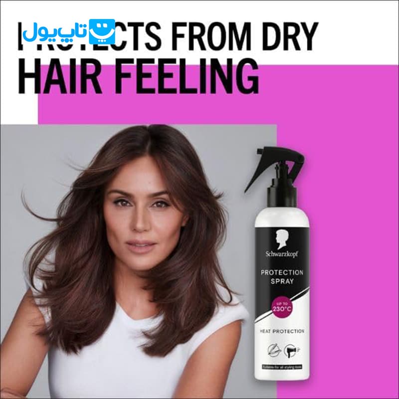 اسپری محافظ حرارتی مو شوارتزکف Schwarzkopf مدل Protection Spray حجم 250 میلی‌لیتر — تصویر ۳