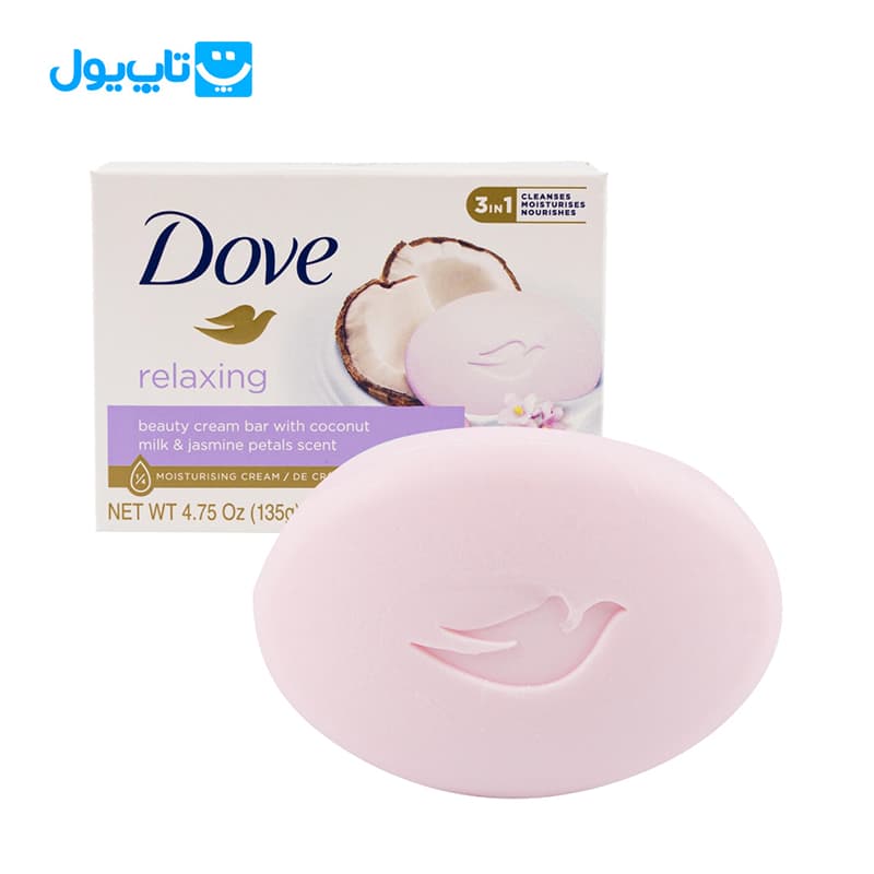 صابون کرمی داو Dove مدل Relaxing رایحه شیر نارگیل و گل یاس وزن 90 گرم — تصویر ۳