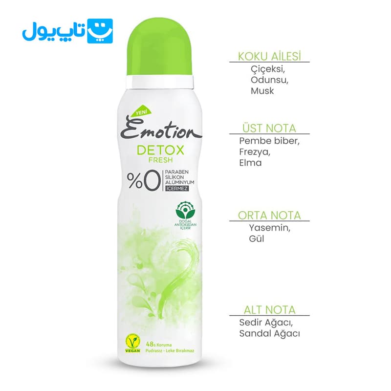 اسپری ضد تعریق ایموشن Emotion مدل Detox Fresh حجم 150 میلی‌لیتر — تصویر ۲