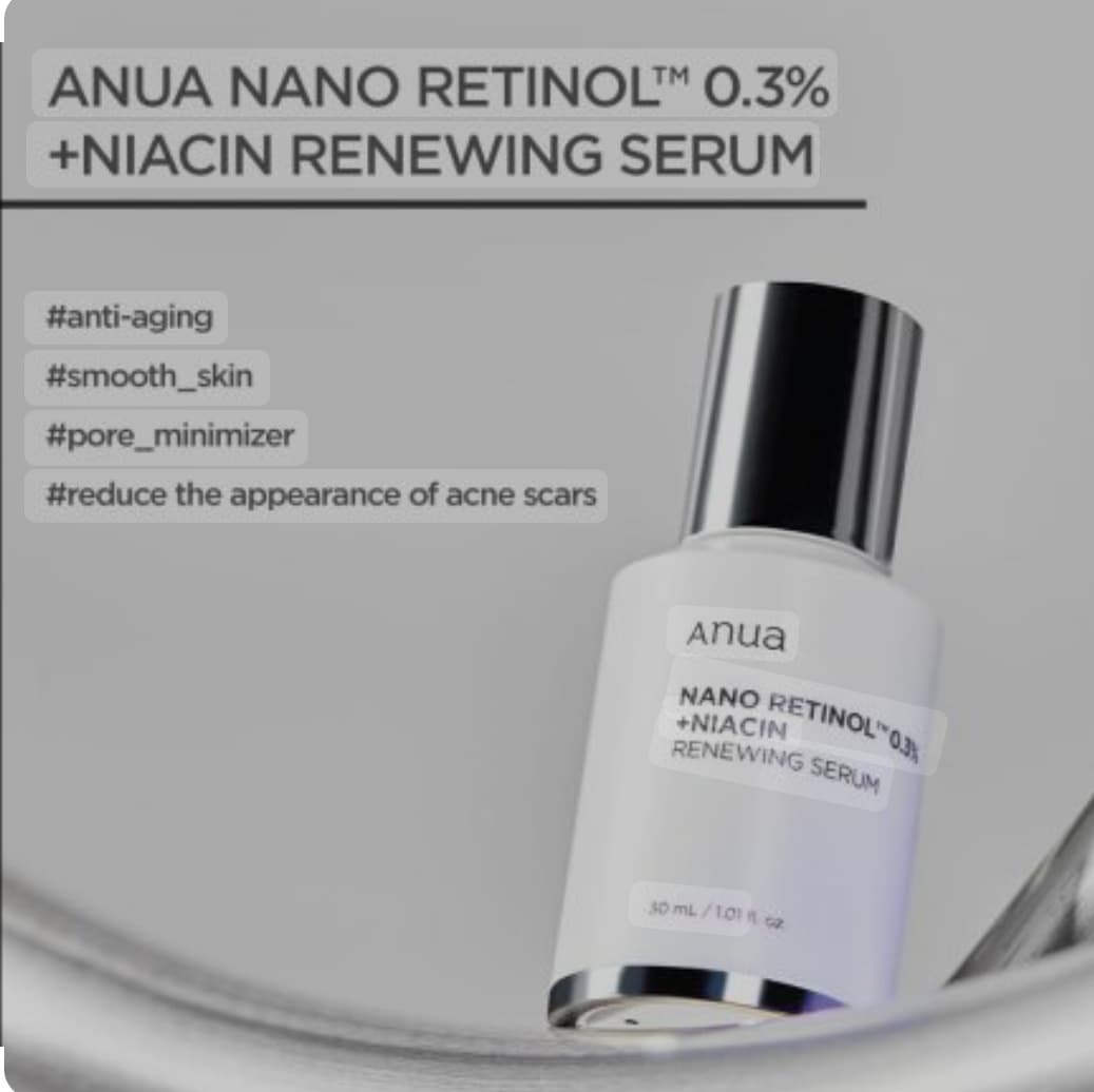 سرم ضد چروک و روشن کننده نانو رتینول ۰.۳ درصد و نیاسین آنوا Anua – Retinol 0.3% + Niacin Renewing Serum — تصویر ۳