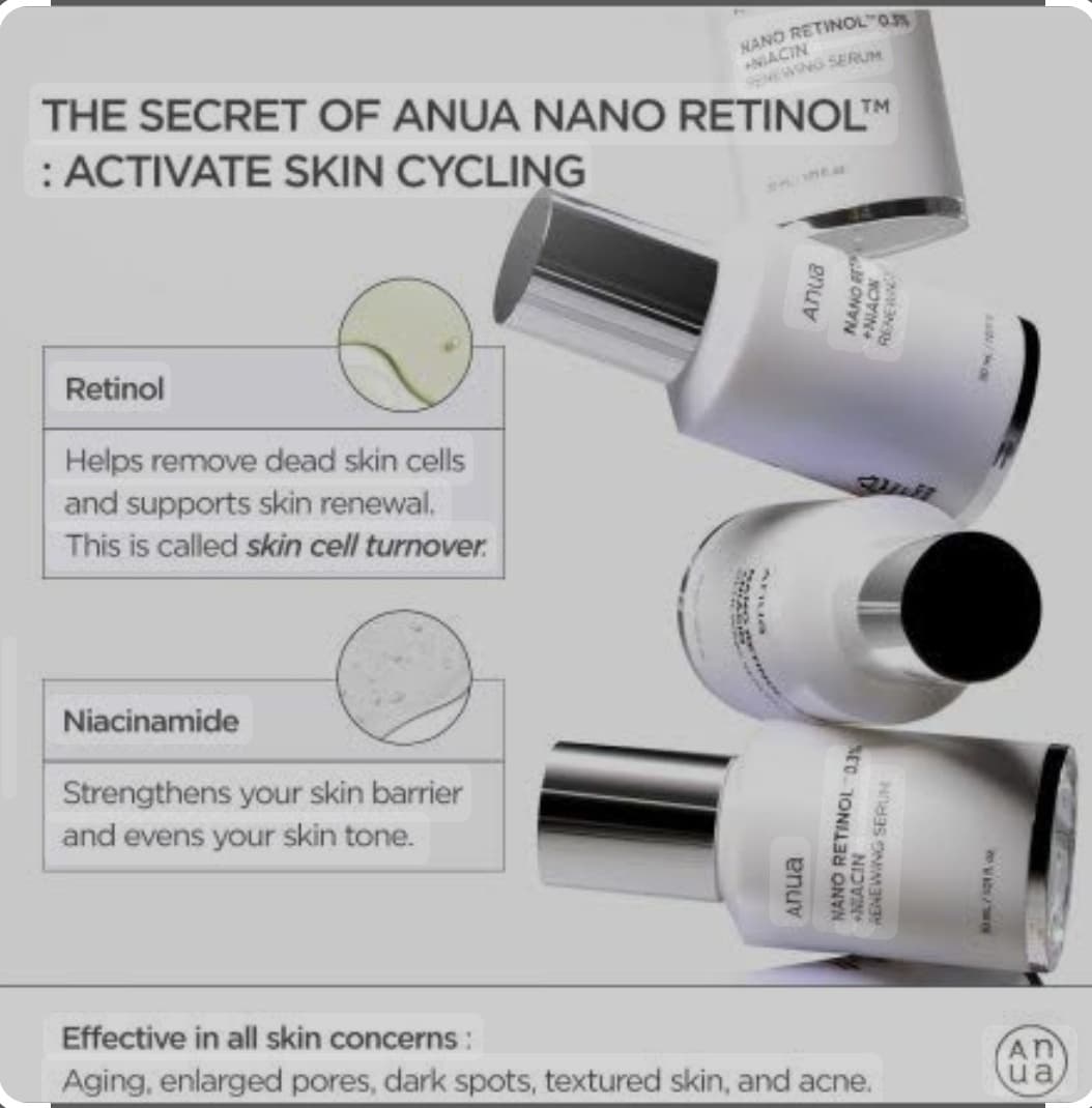 سرم ضد چروک و روشن کننده نانو رتینول ۰.۳ درصد و نیاسین آنوا Anua – Retinol 0.3% + Niacin Renewing Serum — تصویر ۴