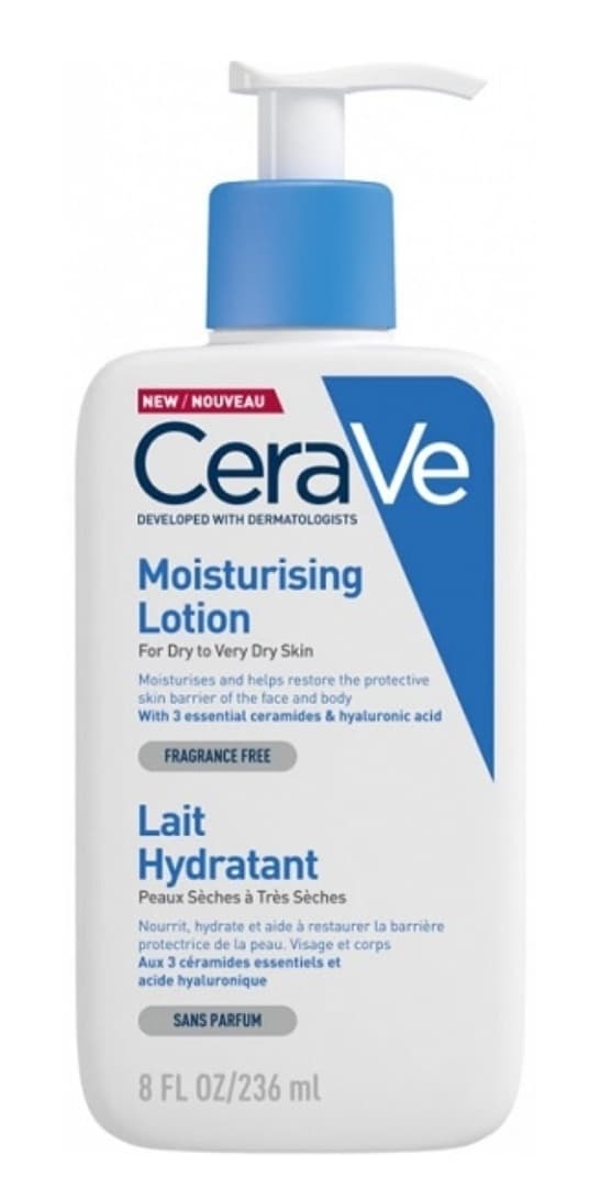 لوسیون کرم مرطوب کننده صورت و بدن سراوی Cerave پوست خشک و خیلی خشک و حساس حجم 236 میل آبرسان قوی پوست خشک
