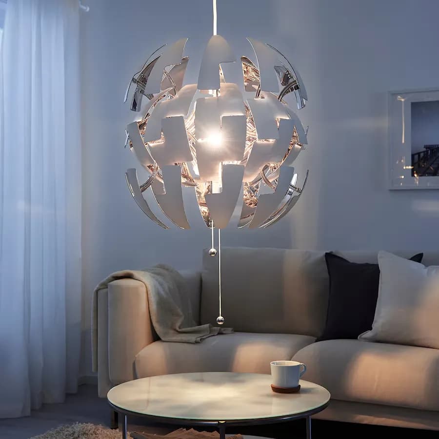 چراغ آویز ایکیا مدل IKEA PS 2014 سفید/ نقرهای/ قطر ۵۲ سانتیمتر — تصویر ۳