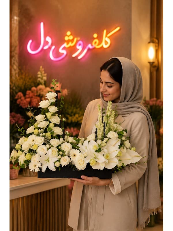سبد گل یلدایی لوکس با طراحی خاص برای شب یلدا