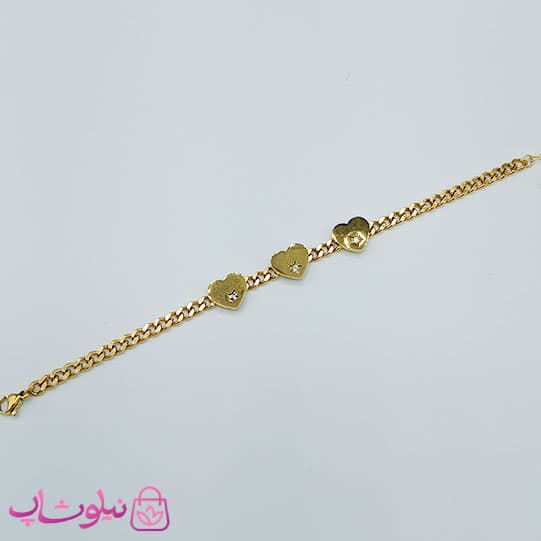 دستبند زنانه استیل مدل قلب نگین دار کد 1849 — تصویر ۲