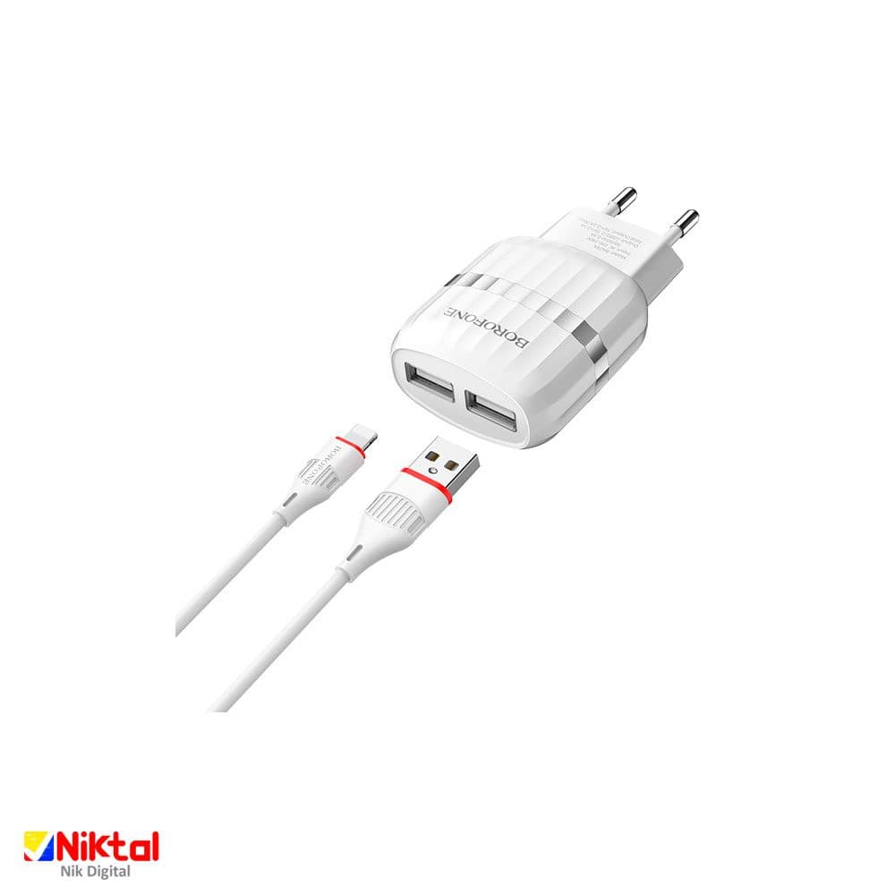 Borofone BA24A charger with Lightning cable شارژر بروفون با کابل لایتنینگ — تصویر ۲