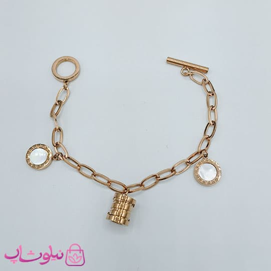 دستبند دخترانه آویز دار مدل بولگاری رزگلد کد 1886 — تصویر ۲