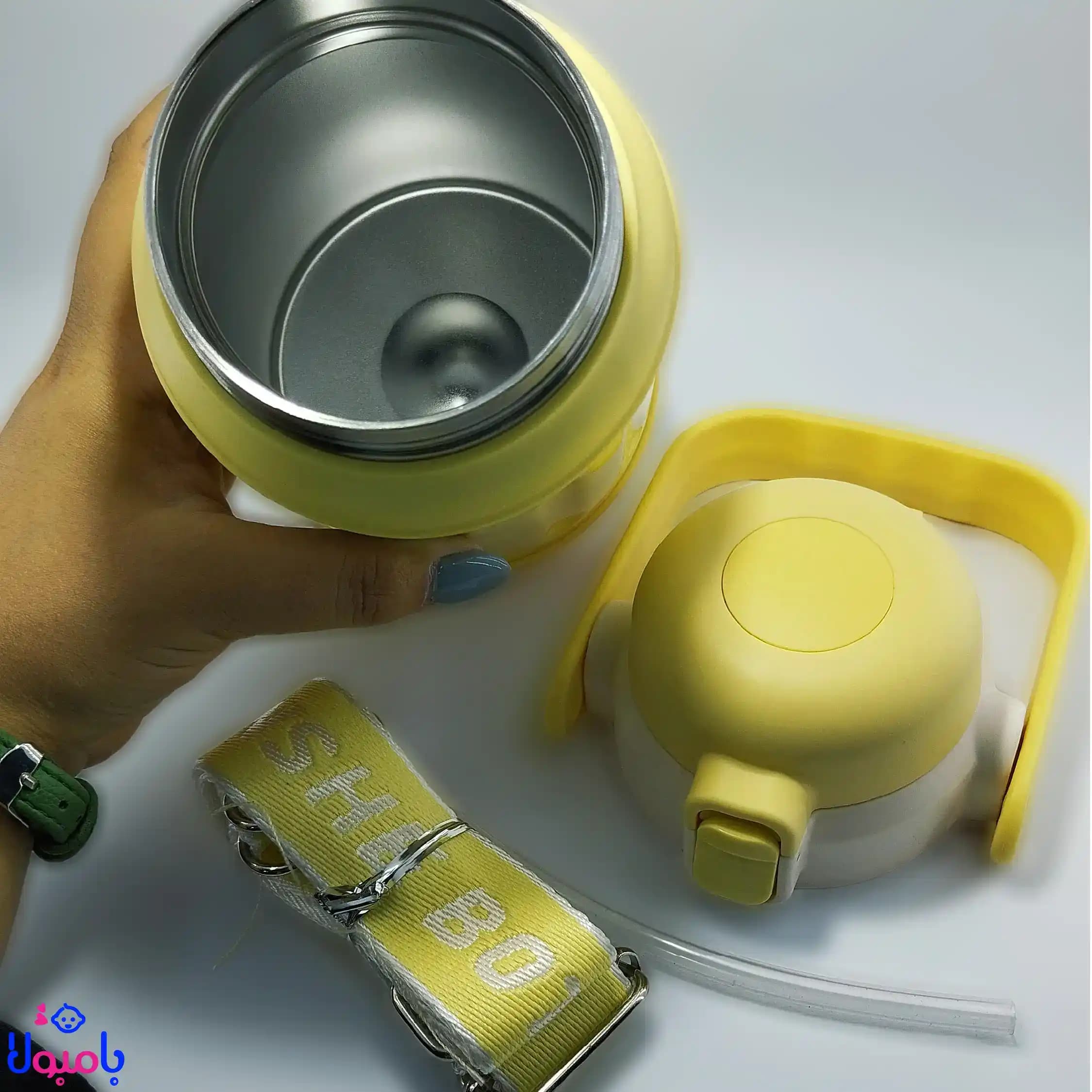 فلاسک آب و غذای استیل دوجداره استیل رنگ لیمویی — تصویر ۲