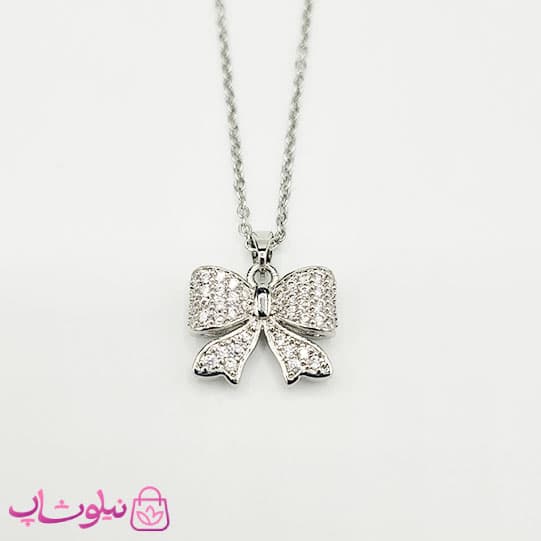 گردنبند دخترانه مدل پاپیون نگیندار کد 85