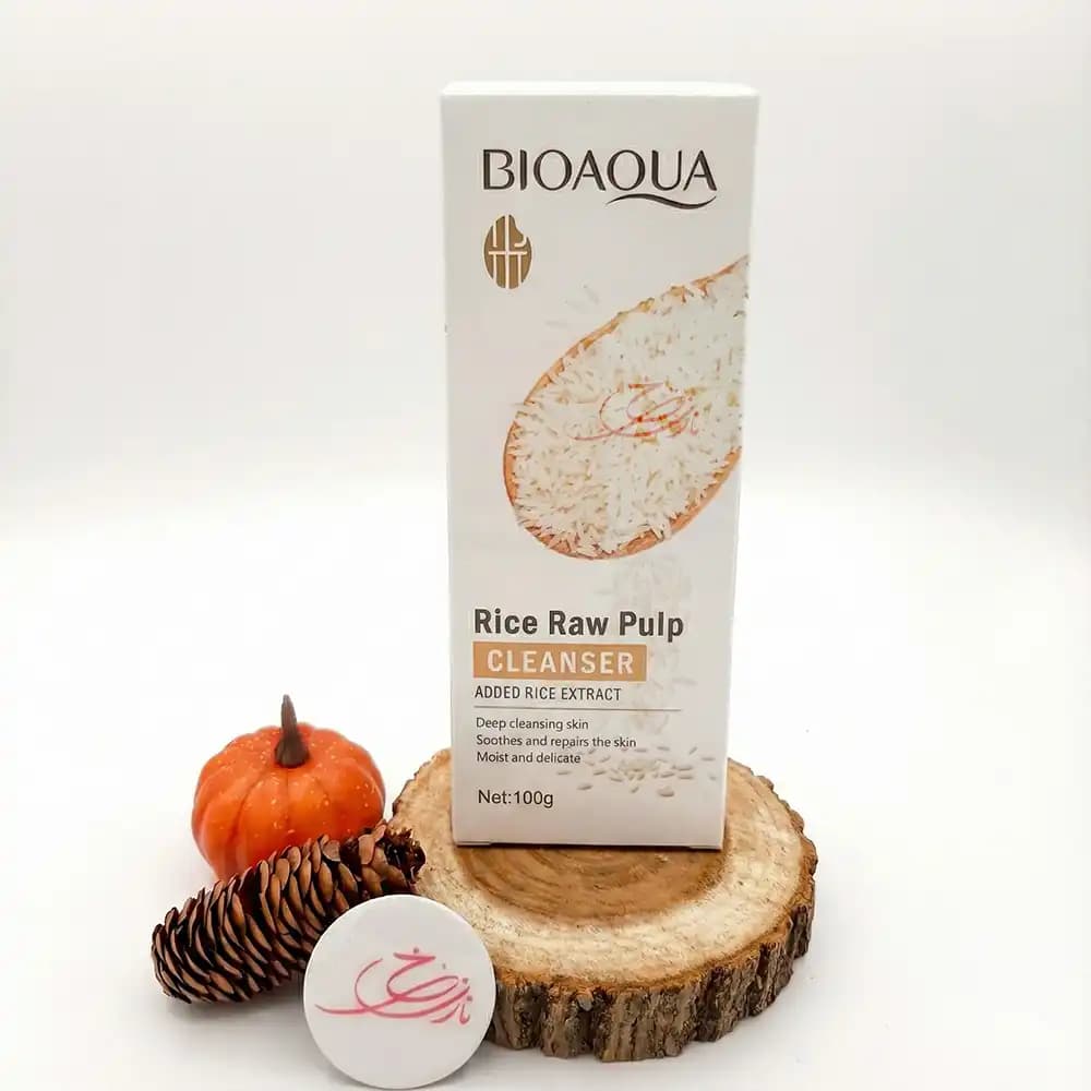 فوم شستشوی صورت برنج بیوآکوا Bioaqua مدل Rice Raw Pulp روشن کننده و پاکسازی عمیق وزن 100 گرمی