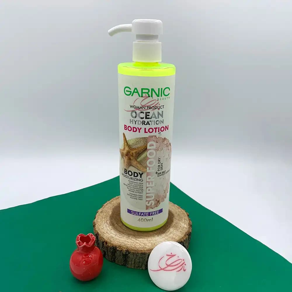 لوسیون بدن آبرسان اقیانوسی گارنیک GARNIC مدل Ocean Hydration حاوی نمک دریایی و جلبک حجم 400 میلی لیتر