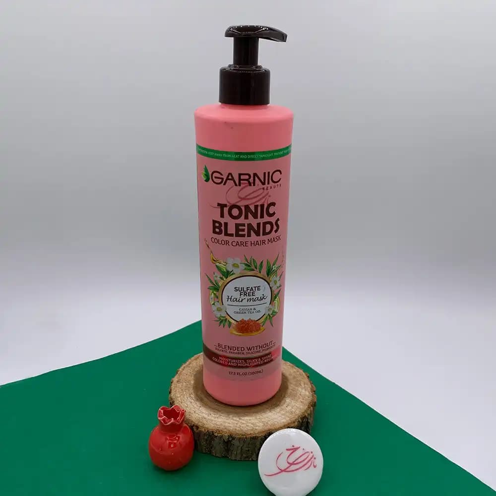 ماسک موی محافظ رنگ گارنیک GARNIC مدل Tonic Blends بدون سولفات، حاوی خاویار و چای سبز حجم 500 میلی لیتر