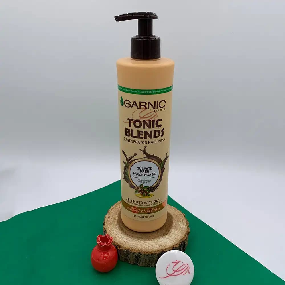 ماسک موی با آبکشی گارنیک GARNIC مدل Tonic Blends بدون سولفات، حاوی آرگان و شکلات حجم 500 میلی لیتر