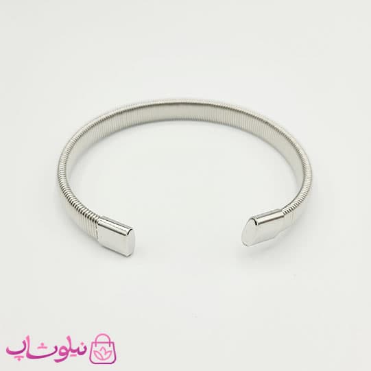دستبند مردانه نقره ای رنگ استیل اسپرت کد 1991 — تصویر ۲