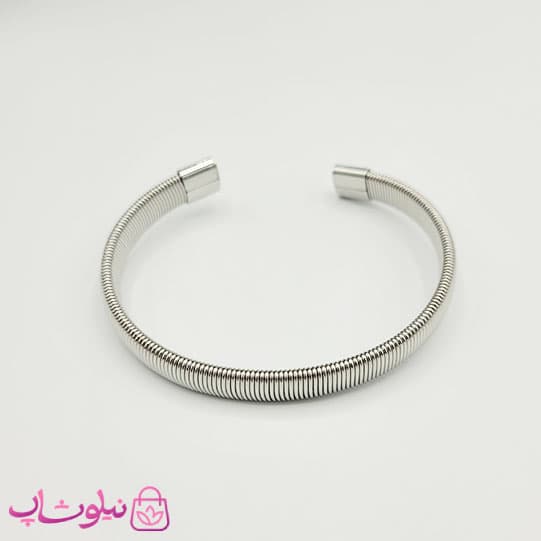 دستبند مردانه نقره ای رنگ استیل اسپرت کد 1991