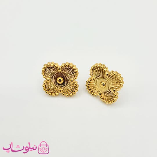 گوشواره میخی زنانه ونکلیف طلایی استیل کد 89