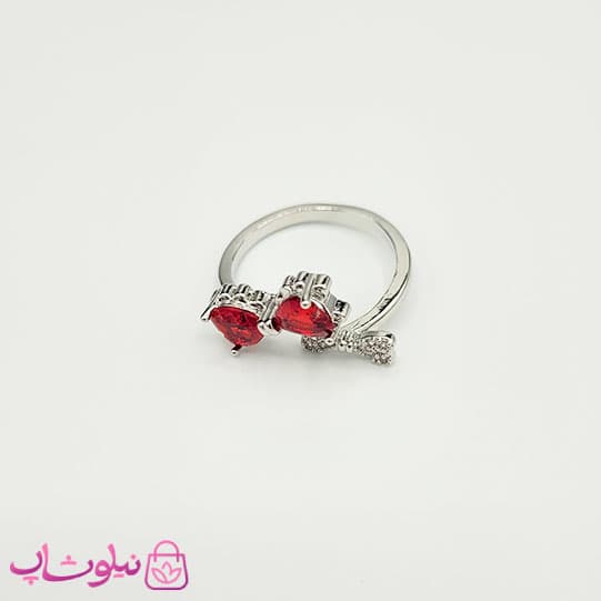 انگشتر زنانه طرح پاپیون قرمز نگیندار فری سایز کد 98