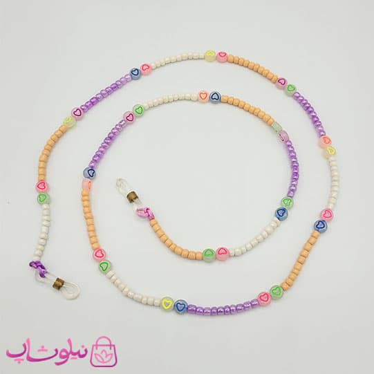 بند عینک دستساز رنگی مدل قلب شب تاب کد 80