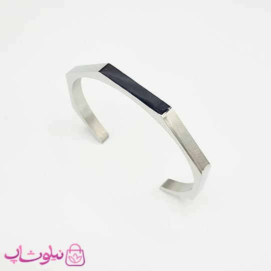 دستبند بنگل مردانه مدل سون نقره ای رنگ کد 450 — تصویر ۲