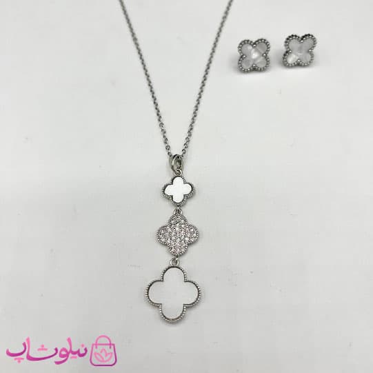 نیم ست زنانه طرح ونکلیف سفید نگیندار کد 1891