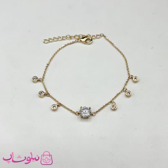 دستبند دخترانه ظریف آویزدار طرح نگین سفید کد 30