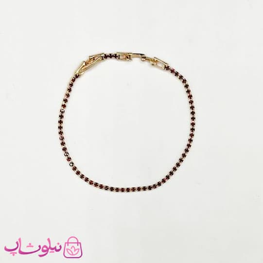 دستبند زنانه ژوپینگ ظریف طرح تنیسی نگین قرمز کد 179