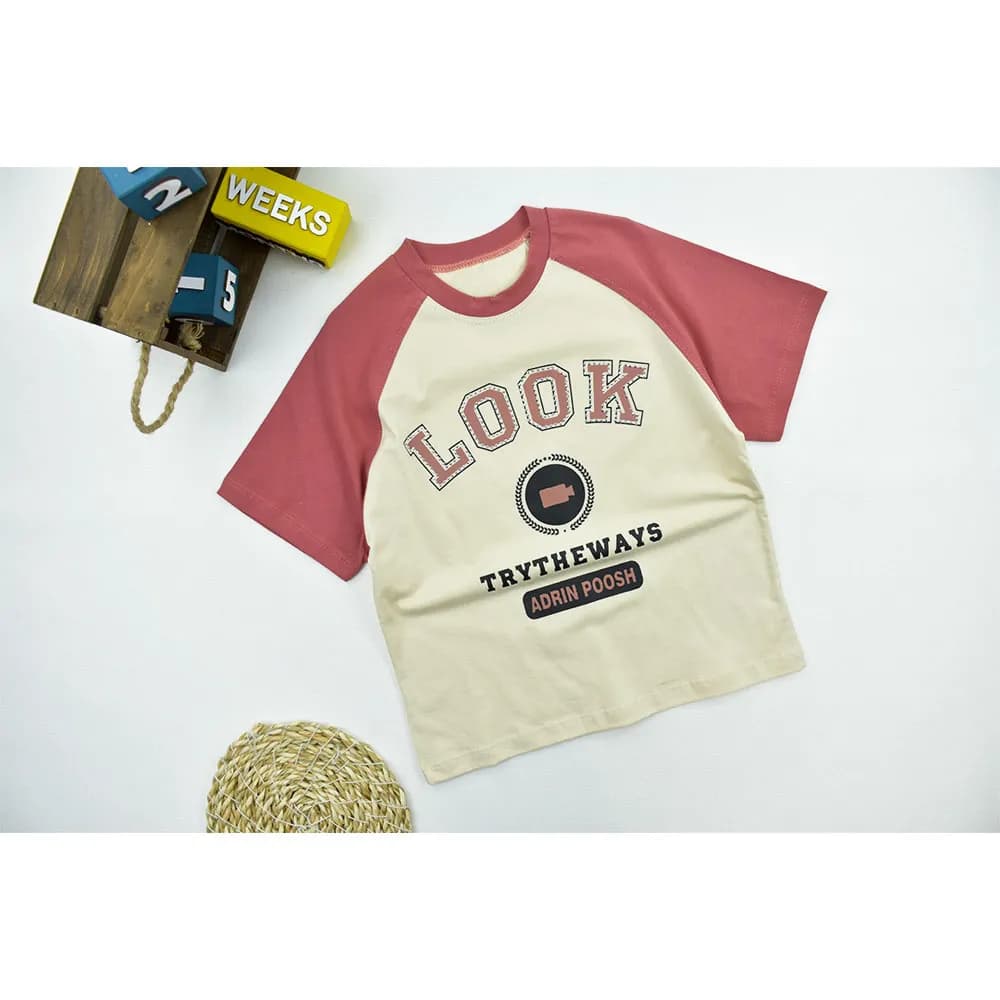 تیشرت پسرانه یقه گرد پنبهای طرح LOOK کد 11374 — تصویر ۴