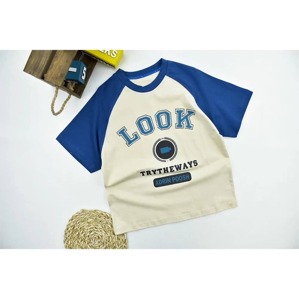 تیشرت پسرانه یقه گرد پنبهای طرح LOOK کد 11374 — تصویر ۵