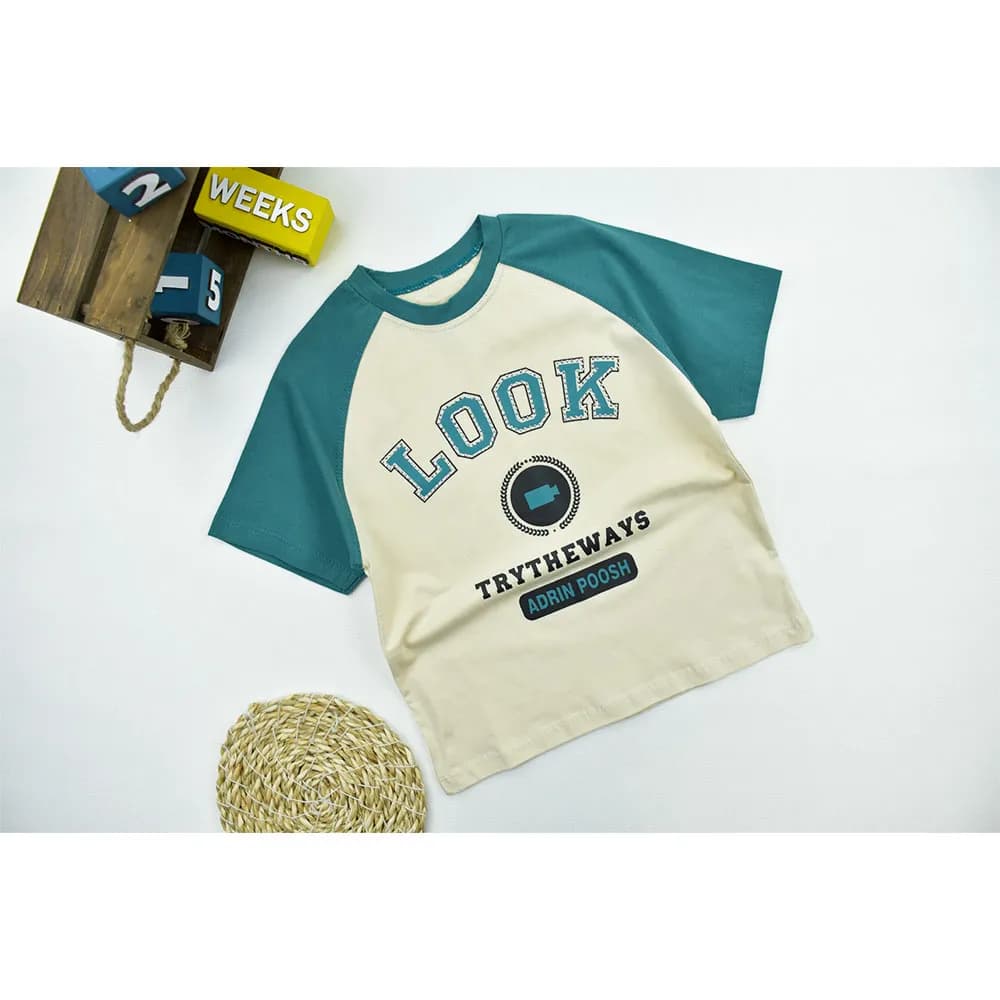 تیشرت پسرانه یقه گرد پنبهای طرح LOOK کد 11374 — تصویر ۳