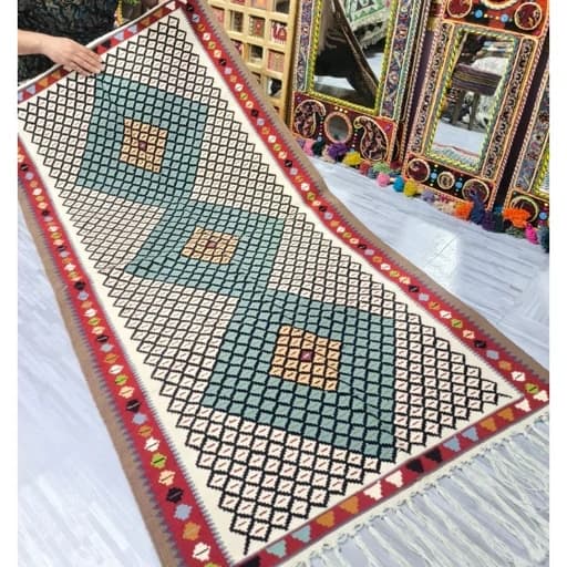 گلیم اکرولیک 2 متری دستباف طرح سنتی، زیبا و باکیفیت