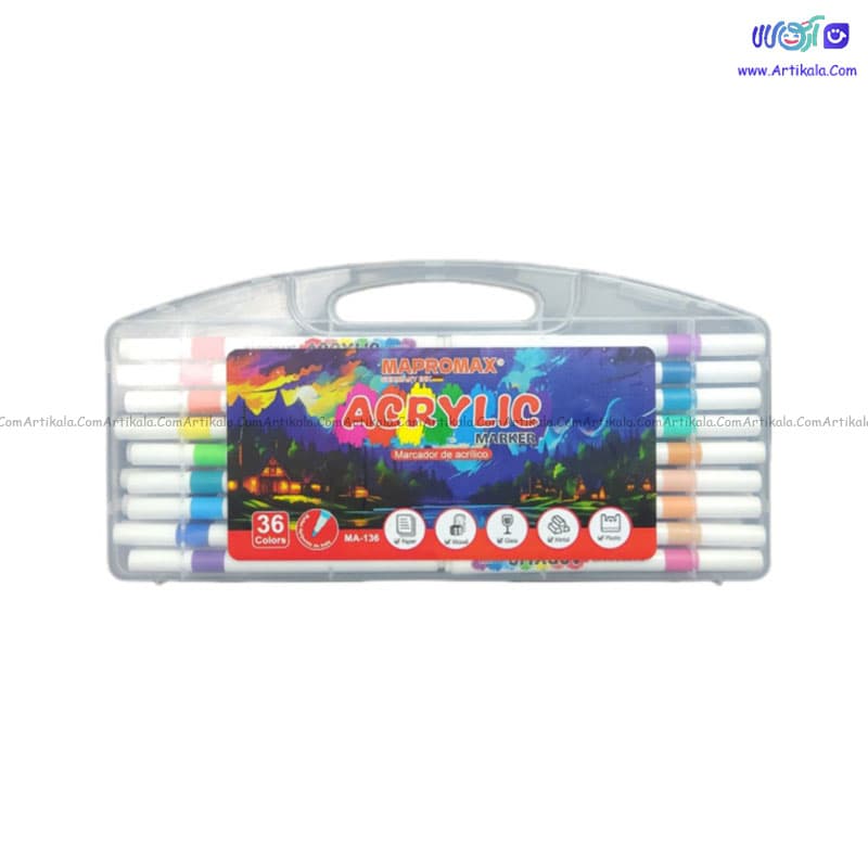 ماژیک 36 رنگ اکرلیک برند مپرومکس mapromax کد ma-136