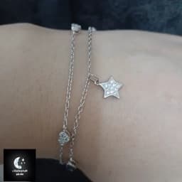 دستبند نقره زنانه ستاره ایتالیایی باعیار925 و آبکاری طلا سفید — تصویر ۲