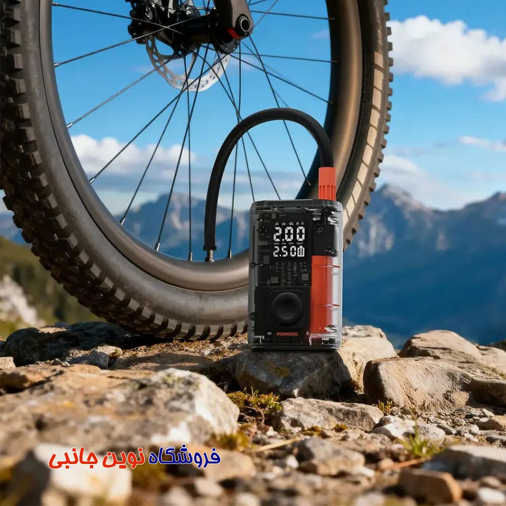 کمپرسور پمپ باد شارژی پرودو مدل PDGA05BK ا Porodo Vyrox Car Tire Inflator with Real-Time Pressure Display (تک و عمده) — تصویر ۲