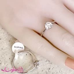انگشتر زنانه ژوپینگ نقره ای رنگ مدل سولیتر نگین سفید کد 1891 — تصویر ۲