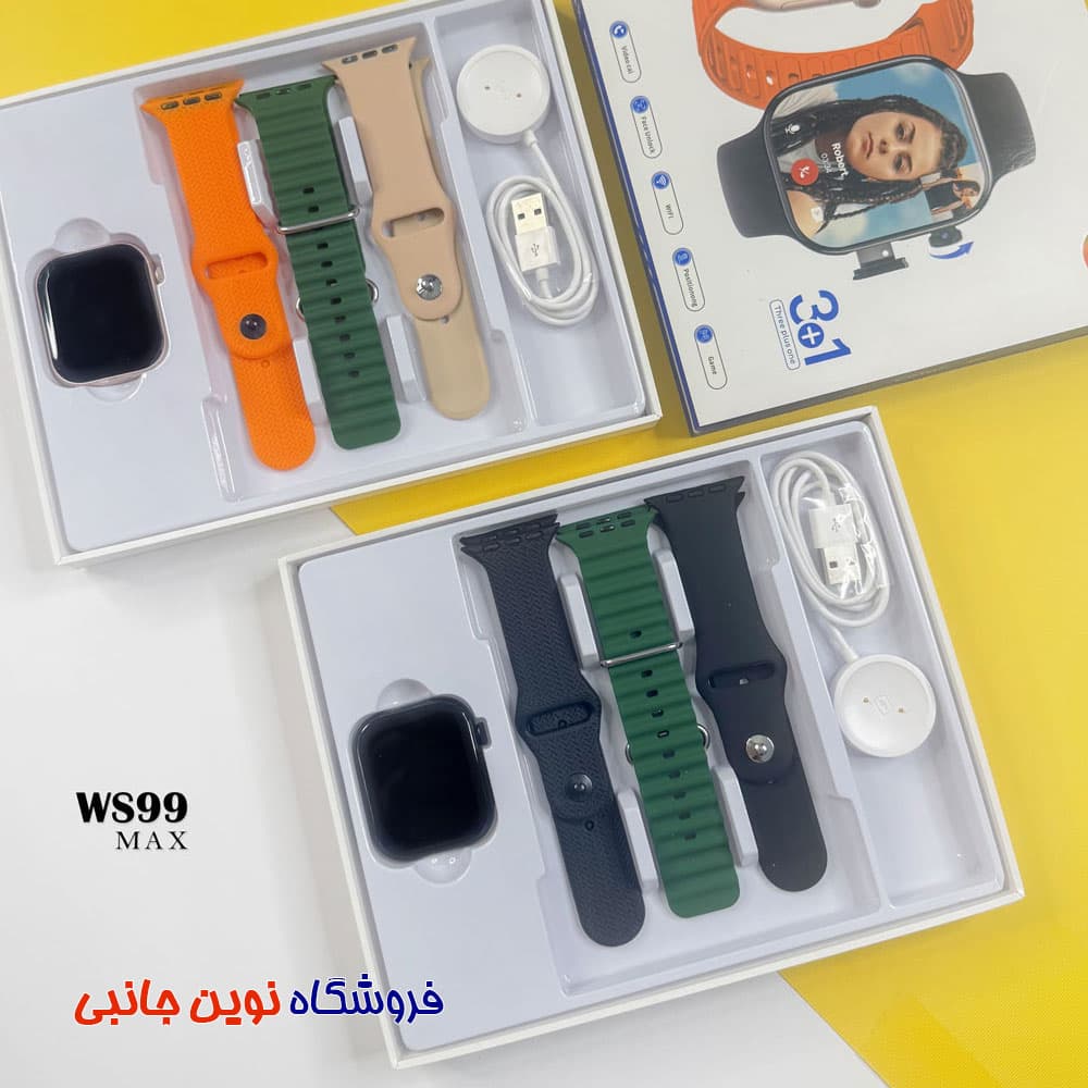 ساعت هوشمند سیم کارت خور ویسمی مدل WS99 Max دارای 3 بند ا Wisme WS99 Max Smart watch 3+1 Seven Plus One (تک/عمده) — تصویر ۷