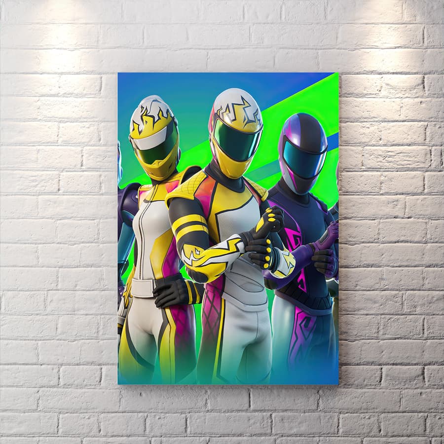 تابلو بری اتاق گیمینگ طرح Fortnite Road Crew با زمینه آبی و سبز BAs-9764