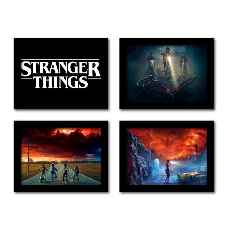 تابلو مدل چیز های عجیب طرح stranger things مجموعه 4 عددی — تصویر ۵