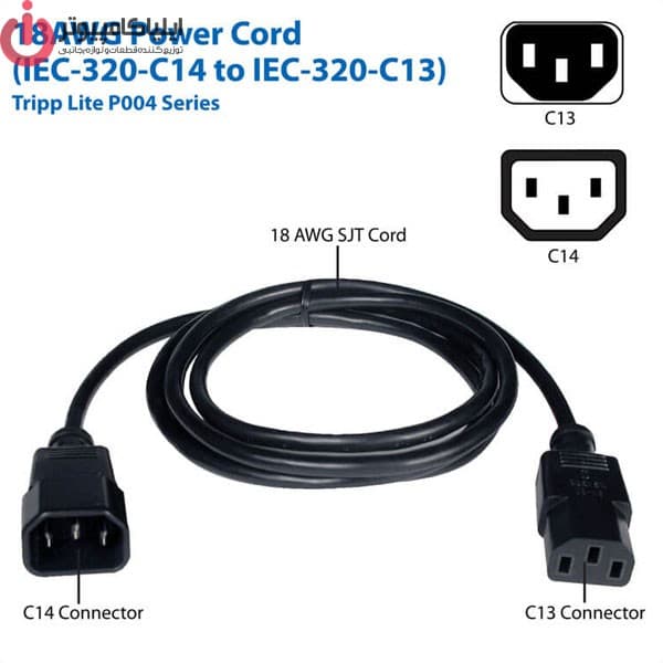 کابل برق کیس Back To Back تی سی تراست مدل TC-MPCB18 C13-C14 طول 1.8 متر — تصویر ۳