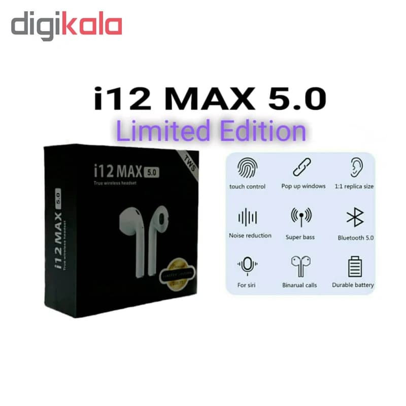هدفون بی سیم مدل i12 MAX کد k18858 — تصویر ۳