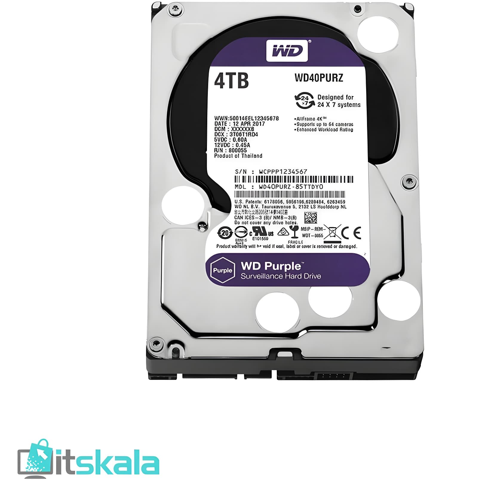 هارد دیسک اینترنال وسترن دیجیتال مدل ***Purple 4TB WD40P — تصویر ۴