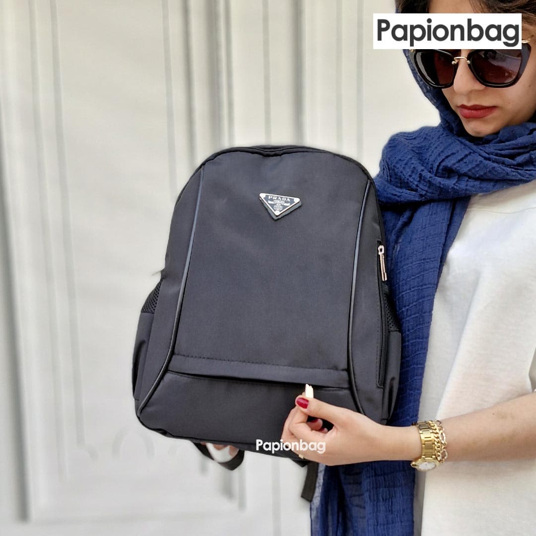 کوله پشتی برزنتی مشکی پرادا اسپرت کد391 — تصویر ۵