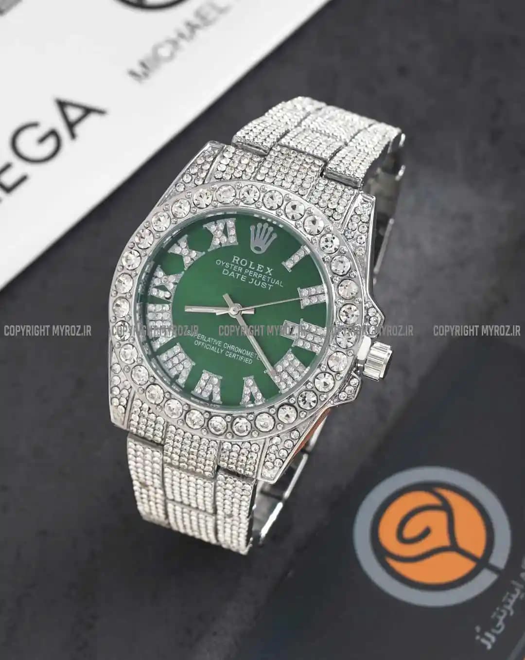 ساعت مچی مردانه رولکس ROLEX فول نگین مدل 2008 — تصویر ۳