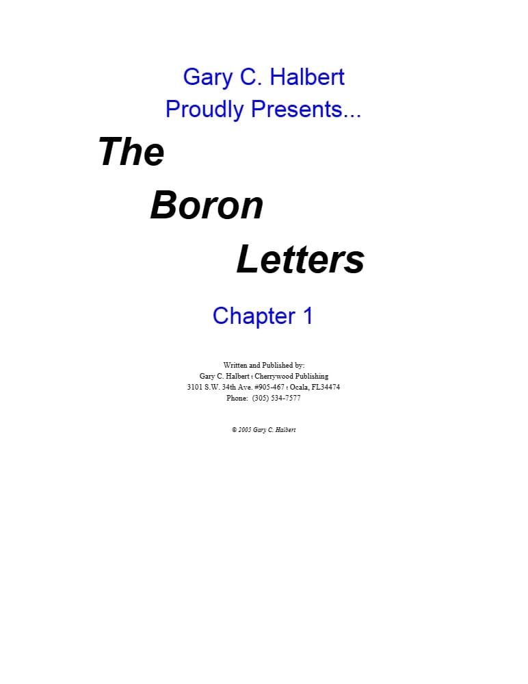 کتاب The Boron Letters (نامه‌های بورون) نسخه انگلیسی PDF | گری هالبرت — تصویر ۳