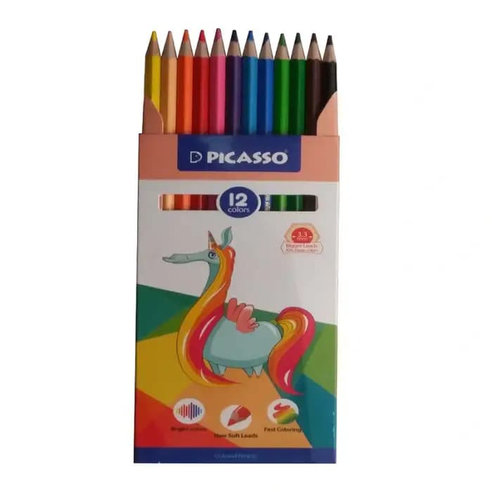 مداد رنگی 12 رنگ پیکاسو طرح اسب شاخدار مدل GOL-12-C — تصویر ۲