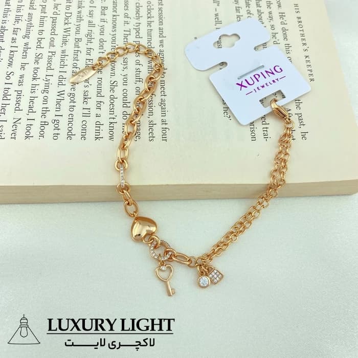 دستبند زنانه ژوپینگ مدل کلید قفل قلب کد B4292 — تصویر ۲