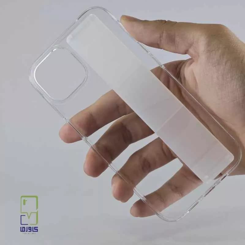 قاب آیفون15 شیشه ای شفاف|با دست بند سیلیکونی Iphone 15