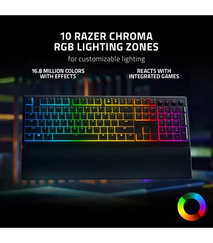 کیبورد گیمینگ با سیم ریزر مدل Ornata V3 با سوییچ مکا-ممبرین — تصویر ۹